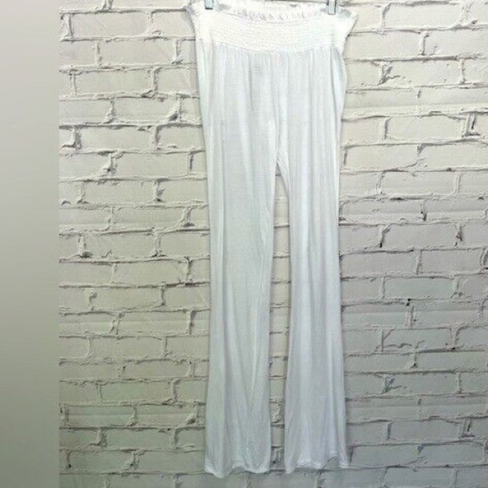 LAmade Bobi Smocked Waist Wide Leg Pant in White - Picture 2 of 16